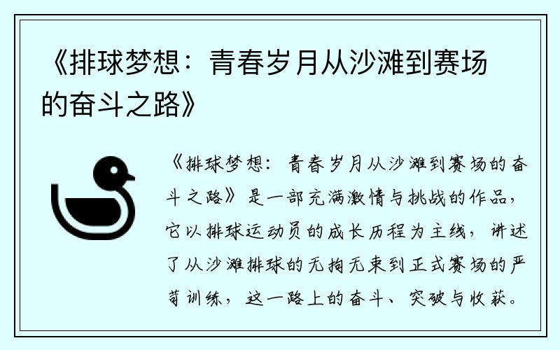 《排球梦想：青春岁月从沙滩到赛场的奋斗之路》